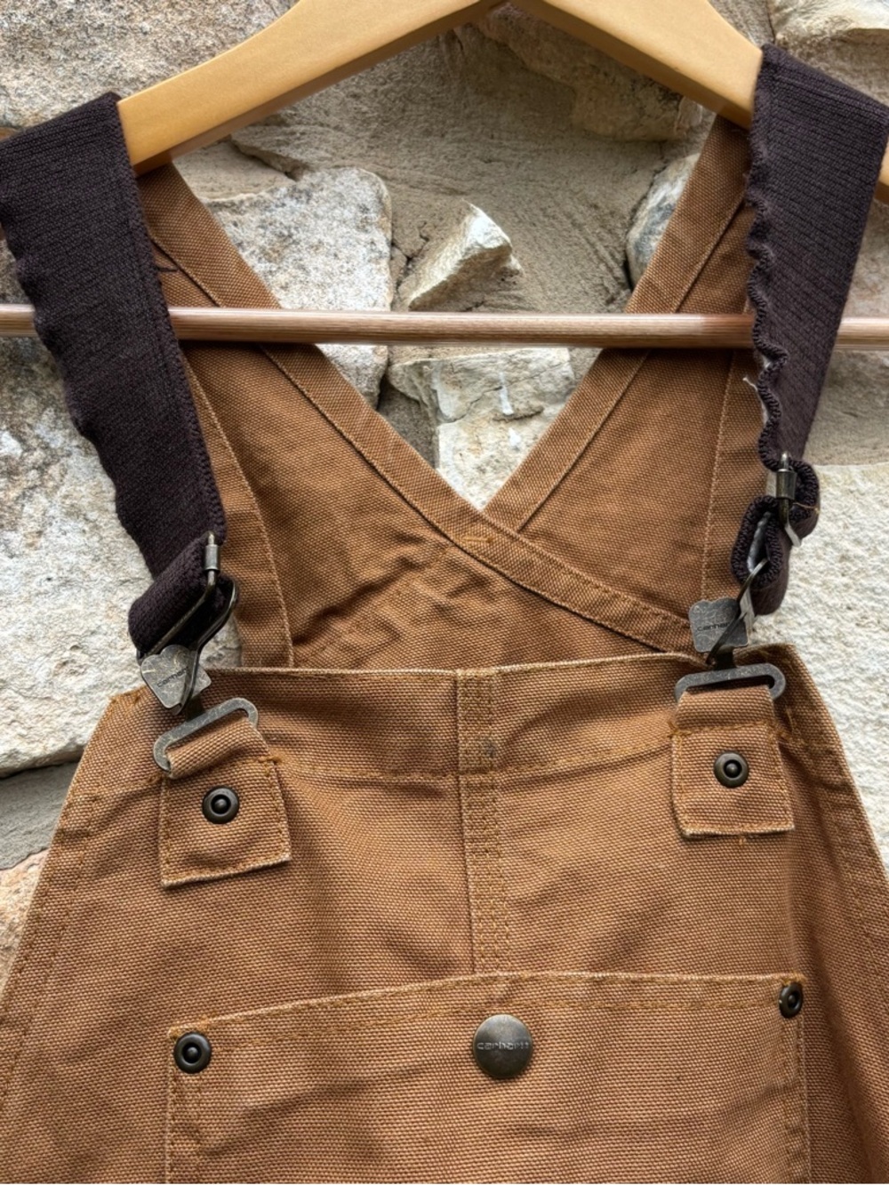 Carhartt brown duck canvas insulated bib overalls boys size 8 - Picture 6 of 8
